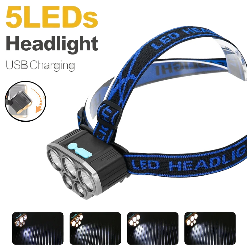 Running Headlamp - مصباح أمامي قابل لإعادة الشحن بخمس