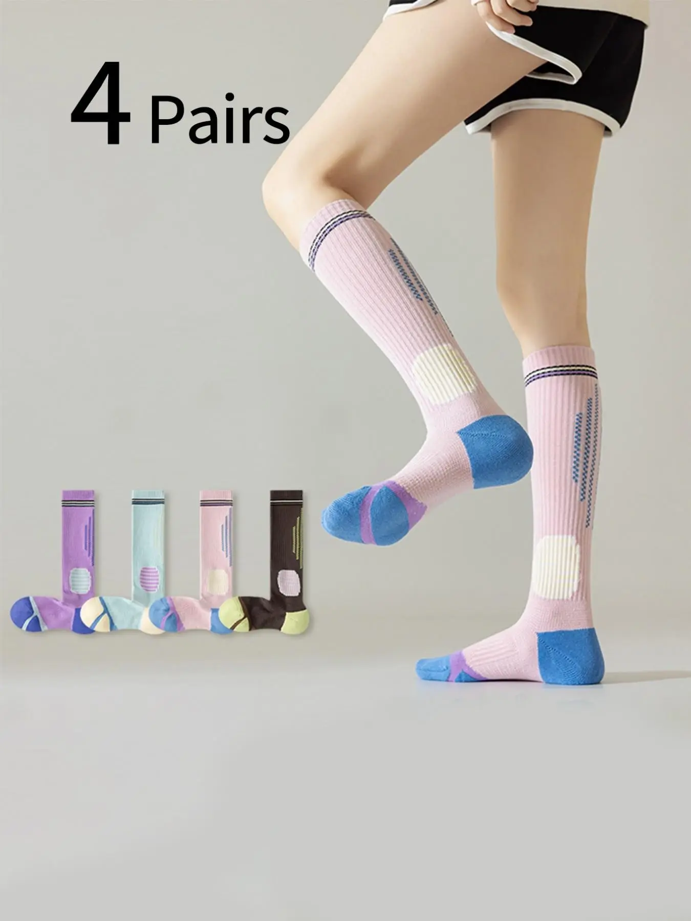 Sports Socks - 4 أزواج من جوارب الضغط الرياضية